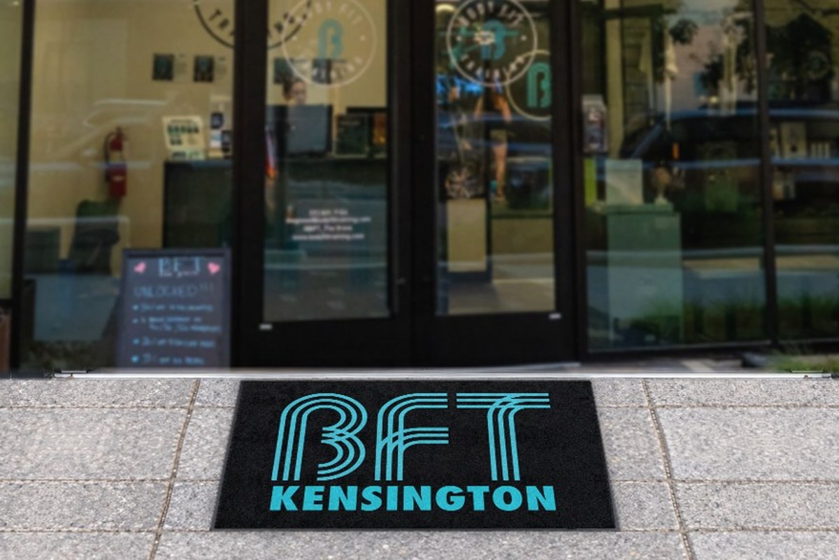 BFT Kensington logo mat at a BFT studio entrance
